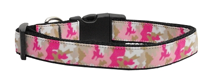 Pink Camo Nylon Dog Collar SM